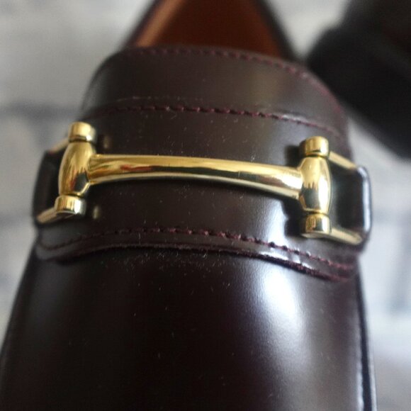 H&M Premium label Burgundy Leather loafers with Gold buckle - Picture 6 of 12